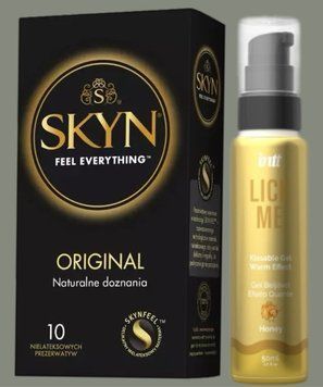 Комплект SKYN Original 10 шт +  Гель  INTT Lick Me Kissable Gel Honey 50 мл SOS5825 фото