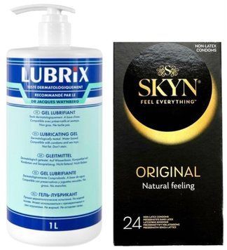 Набор из Лубриканта на водной основе Lubrix (1 л) + SKYN ORIGINAL 24 шт SOS8819 фото