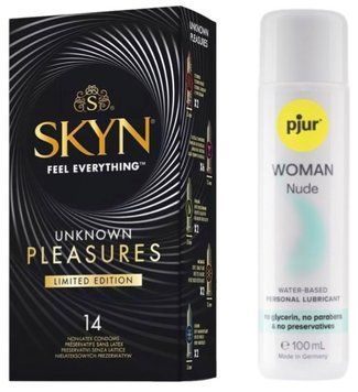 Набор Skyn ​​Unknown Pleasures 14 шт + pjur Woman Nude 100 мл SOS13386 фото