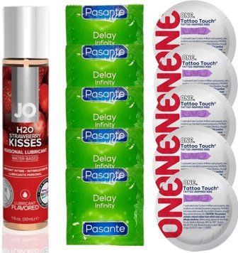 набор 10 шт Pasante + ONE + System JO H2O Strawberry Kiss (30 мл) SOS4657 фото