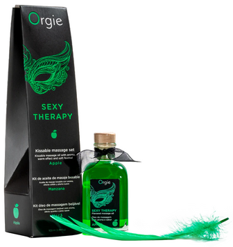 Еротичний масажний набір &laquo;Яблуко&raquo; Orgie Sexy Therapy Apple Kissable Massage Set (олія 100 мл + пір'їнка + гід) SX1508 фото