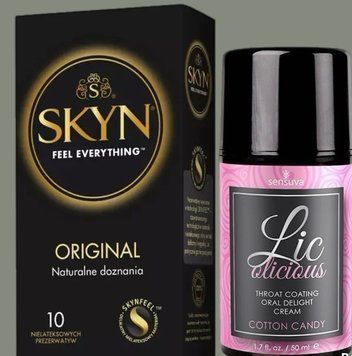 Комплект SKYN Original 10 шт + Гель Sensuva - Lic-o-licious Cotton Candy (50 мл) SOS5725 фото
