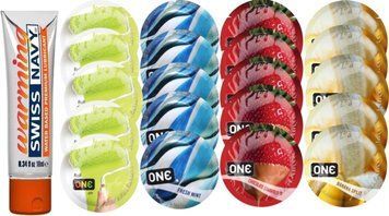 Набор из Swiss Navy Warming 10мл + ONE Color + ONE Mint + ONEChocolateStrawberry + ONEBanana SOS8602 фото