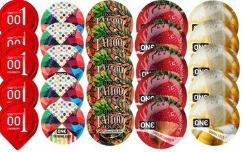 Набір з 25 шт OLORed0.01 + ONERibs + ONE Tattoo + ONE Chocolate Strawberry + ONEBanana SOS8743 фото