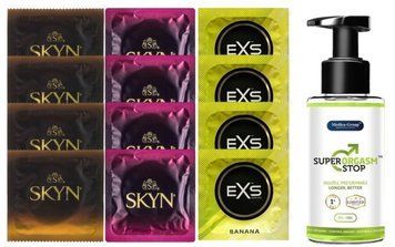 Комплект: Пролонгатор Super Orgasm Stop Гель (150 мл) + 8 шт. SKYN + 4 шт EXS Banana SOS10808 фото