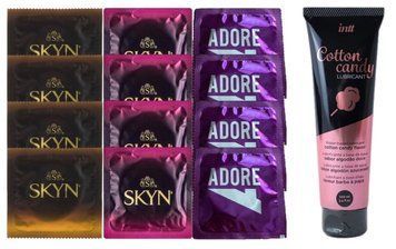 Комплект: Лубрикант Intt Cotton Candy (100 мл) + 8 шт. SKYN + 4 шт. Pasante Adore Extra Sure SOS10432 фото
