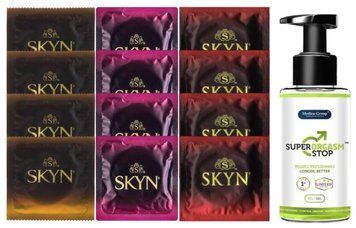 Комплект: Пролонгатор Super Orgasm Stop Гель (150 мл) + 8 шт. SKYN + 4 шт. SKYN Intense Feel SOS10758 фото