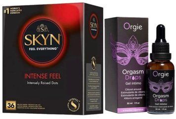 Набір з SKYN Intense Feel (36 шт)  +  Рідкий вібратор Orgie Orgasm Drops (30 мл)  SOS9834 фото