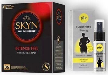Набір з SKYN Intense Feel (36 шт) + Пролонгатор pjur Superhero Strong Spray 20 мл SOS8963 фото