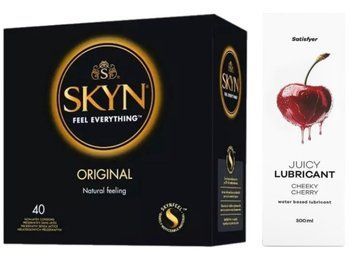 Набір Лубрикант Satisfyer Cheeky Cherry 300 мл + SKYN Original 40 шт. SOS12802 фото