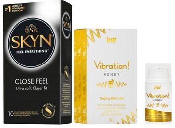 Набор из SKYN Close Feel (10 шт) + жидкий вибратор Intt Vibration Honey (15 мл) SOS9784 фото