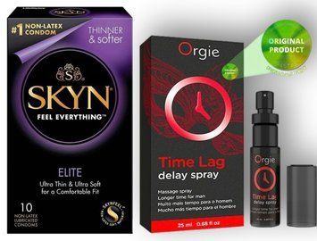 Набор из SKYN Elite 10 шт + Пролонгатор Orgie Time Lag (25 мл) SOS8913 фото