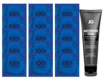 Комплект EXS Cooling 15 шт + JO Masturbation Cream (120 мл) SOS14595 фото
