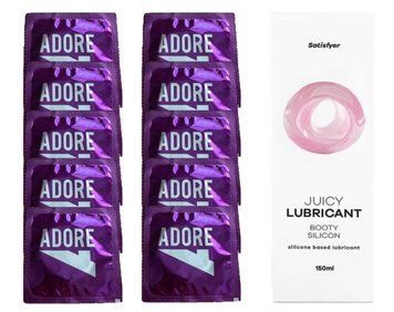 Набір: Pasante Adore 10 шт. + Лубрикант Satisfyer Booty Silicon (150 мл) SOS12082 фото