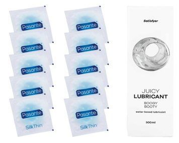 Комплект: Pasante Silk 10 шт. + Лубрикант Satisfyer Juicy Lubricant Boogy Booty 300 мл SOS11533 фото
