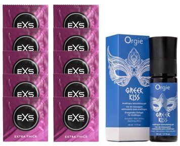 Комплект EXS Extra Thick 10 шт + Orgie Greek Kiss (50 мл) SOS14153 фото