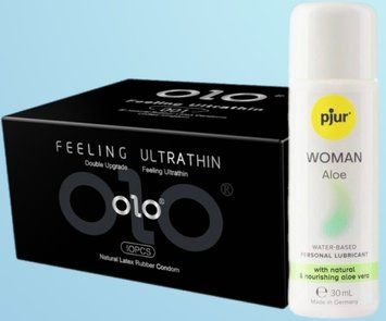 Набор OLO - ультратонкие -001 (10 штук) + Лубрикант pjur Woman Aloe 30 мл  SOS4520 фото