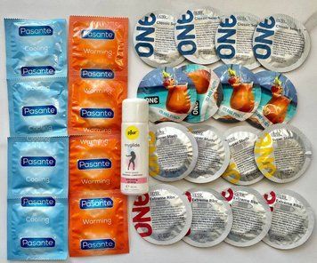 Комплект 24 штук ONE Flavor Waves, Studs, Ribs, Classic - PASANTE Cooling, Warming + Збудлива змазка pjur my glide 30 мл SOS1468 фото