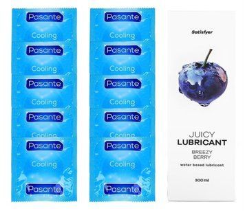 Комплект Pasante Cooling 10шт. + Лубрикант Satisfyer Juicy Lubricant Breezy Berry 300 мл SOS11583 фото