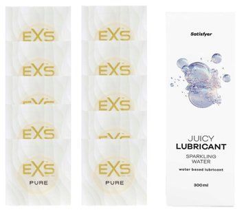 Комплект: из EXS Pure 10 шт + Лубрикант Satisfyer Juicy Sparkling water based 300 мл SOS11292 фото