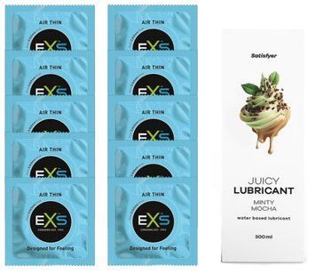 Набор: EXS Air Thin 10 шт. + Лубрикант Satisfyer Minty Mocha 300 мл SOS11191 фото