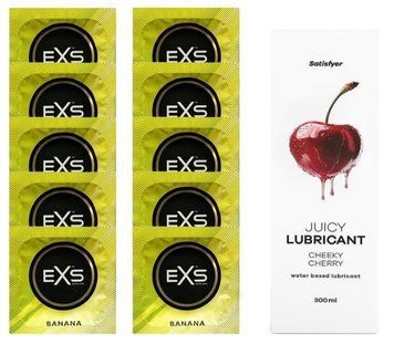 Комплект: из EXS Banana 10 шт + Лубрикант Satisfyer Juicy Cheeky Cherry water based 300 мл SOS11342 фото
