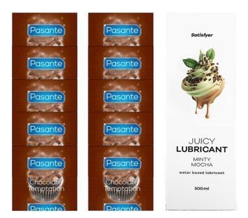 Комплект Pasante Chocolate 10шт. + Лубрикант Satisfyer Juicy Lubricant Minty Mocha 300 мл SOS11633 фото