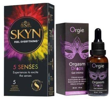 Набор из SKYN 5 Senses + Жидкий вибратор Orgie Orgasm Drops, 30 мл SOS9624 фото