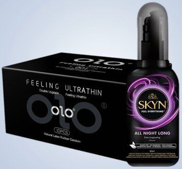 Набір OLO - ультратонкі -001 ( 10 штук) + Лубрикант SKYN ALL NIGHT LONG, 80 мл SOS4567 фото
