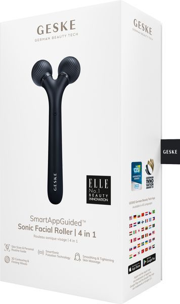 Электронный ультразвуковой ролик для лица GESKE Sonic Facial Roller 4в1 black HB0179 фото