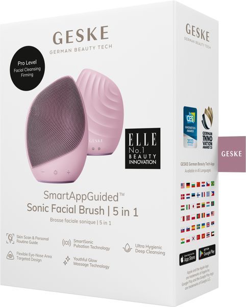 Электронная ультразвуковая щетка для лица GESKE Sonic Facial Brush 5в1 pink HB0071 фото