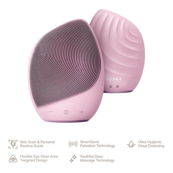 Электронная ультразвуковая щетка для лица GESKE Sonic Facial Brush 5в1 pink HB0071 фото