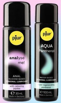Набор лубрикантов pjur analyse me! Relaxing jojoba silicone 30 мл + пюр Aqua Panthenol 100 мл LB630 фото