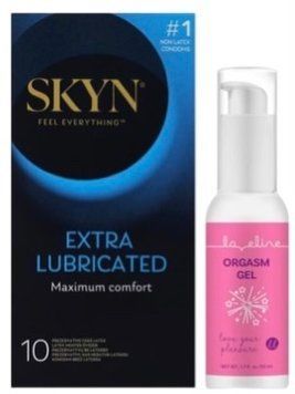 Набір з SKYN Extra Lube (10 шт) + Гель для стимуляції оргазму Loveline Orgasm Gel (50 мл)  SOS10181 фото