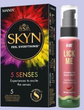 Комплект SKYN 5 Senses + Гель INTT Lick Me Kissable Gel Watermelon 50 мл SOS5485 фото