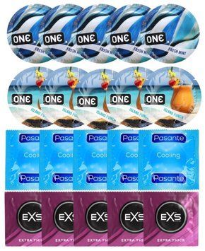 Набор 20 шт ONE Fresh Mint + ONE Island Punch + Pasante Cooling + EXS Extra Thick SOS7184 фото