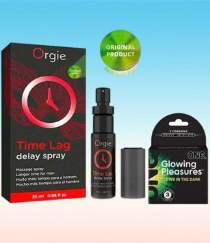 Пролонгатор для мужчин Time Lag, 25 мл. ORGIE + One Glowing Pleasures Triple Set 3 шт SOS6685 фото