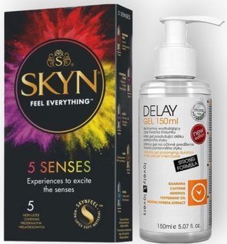 Набор из SKYN 5 Senses + Пролонгирующий гель Lovely Lovers DELAY GEL 150ml SOS8831 фото