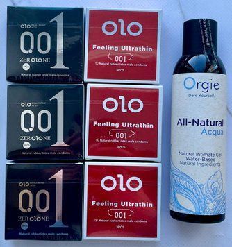 Набор OLO Feeling Ultrathin 001 + OLO возбуждающий 18 штук + Лубрикант ALL-NATURAL Acqua, 150 мл Orgie SOS3771 фото