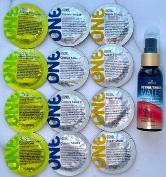 набор 12 штук ONE Super Studs, Glowing Pleasures, Classic + Sensuva Natural Ultra-Thick Water-Based Strawberry (57 мл) SOS3921 фото