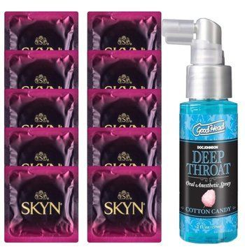Комплект SKYN Cherry Sunrise 10 шт + Doc Johnson Juicy Head Spray Cotton Candy (59 мл) SOS13678 фото