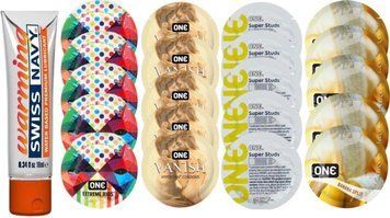 Набор из Swiss Navy Warming 10мл + ONERibs + ONE Vanish + ONE  Studs + ONEBanana SOS8569 фото