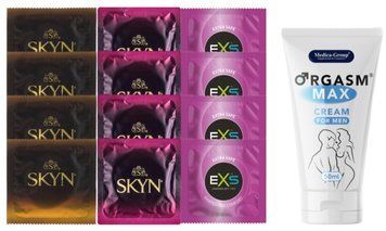 Комплект: Пролонгатор Medica-Group Orgasm Max 50 мл + 8 шт SKYN + 4 шт EXS Extra Safe SOS10952 фото