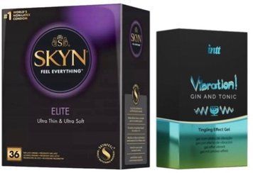 Набір з SKYN Elite 36 шт + Рідкий вібратор Intt Vibration Gin Tonic (15 мл)  SOS10231 фото