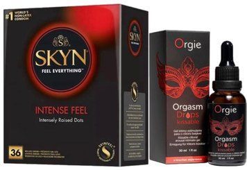 Набір з SKYN Intense Feel (36 шт)  +  Рідкий вібратор Orgie Orgasm Drops Kissable (30 мл)  SOS9835 фото