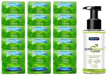 Комплект: Pasante Delay 15 шт + Пролонгатор Medica Group Super Orgasm Stop Gel 150 мл SOS11092 фото