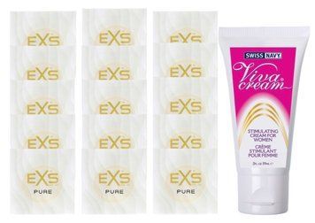 Комплект EXS Pure15 шт + Swiss Navy Viva Cream, 59 мл SOS14843 фото