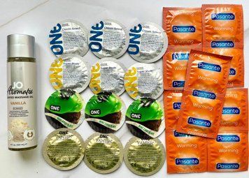 Набір 22 шт ONE Classic, Vanish, Flavor Waves , Super Studs - Pasante Warming + System JO Aromatix Vanilla 120 мл SOS1769 фото