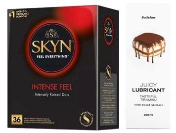 Комплект Лубрикант Satisfyer Tasteful Tiramisu 300 мл + SKYN Intense Feel 36 шт SOS12853 фото