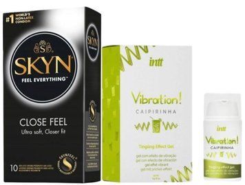 Набор из SKYN Close Feel (10 шт) + жидкий вибратор Intt Vibration Caipirinha (15 мл) SOS9785 фото